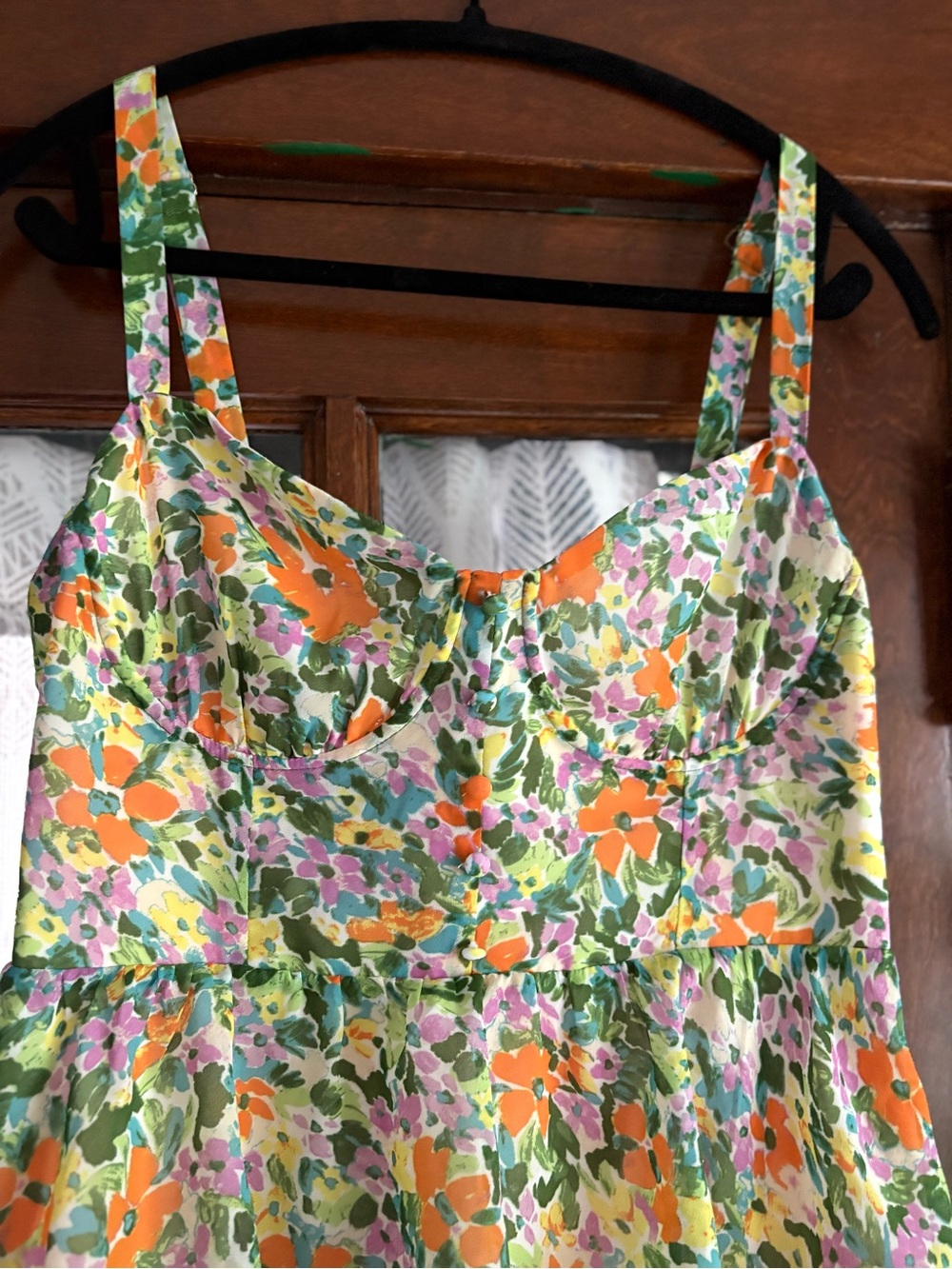 ASTR the Label Midsummer Floral Tiered Midi Maxi Dress NWOT Size Large Green - Picture 11 of 14